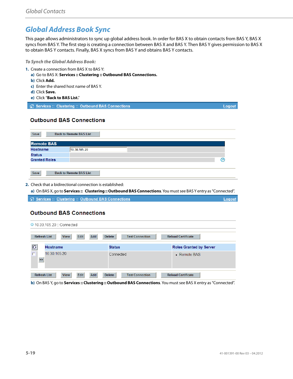 Global address book sync, Global contacts | AASTRA BluStar 8000i BAS-Mode Administrator Guides EN User Manual | Page 68 / 175
