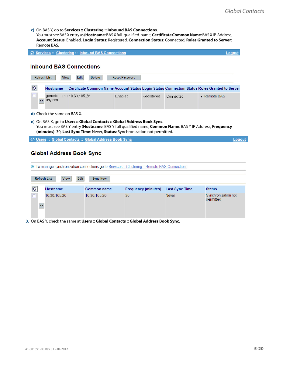 Global contacts | AASTRA BluStar 8000i BAS-Mode Administrator Guides EN User Manual | Page 69 / 175