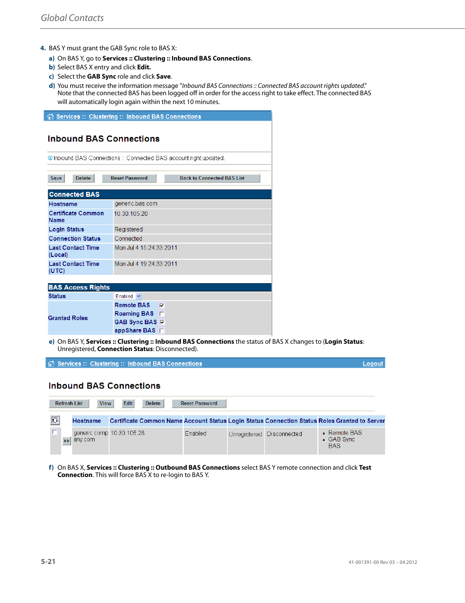 Global contacts | AASTRA BluStar 8000i BAS-Mode Administrator Guides EN User Manual | Page 70 / 175
