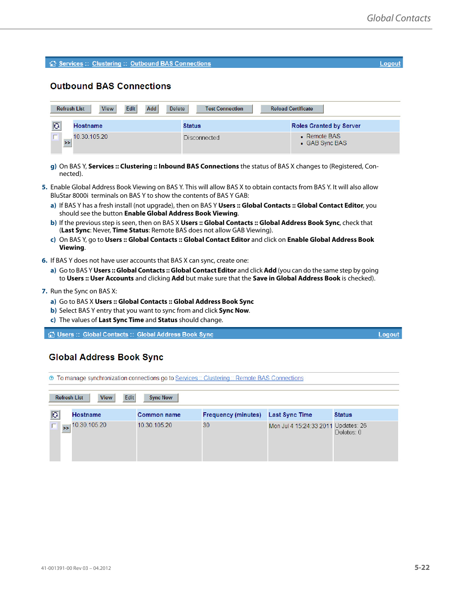 Global contacts | AASTRA BluStar 8000i BAS-Mode Administrator Guides EN User Manual | Page 71 / 175