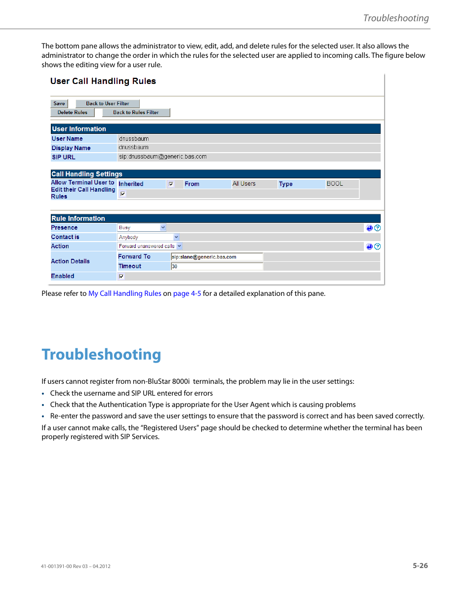 Troubleshooting | AASTRA BluStar 8000i BAS-Mode Administrator Guides EN User Manual | Page 75 / 175