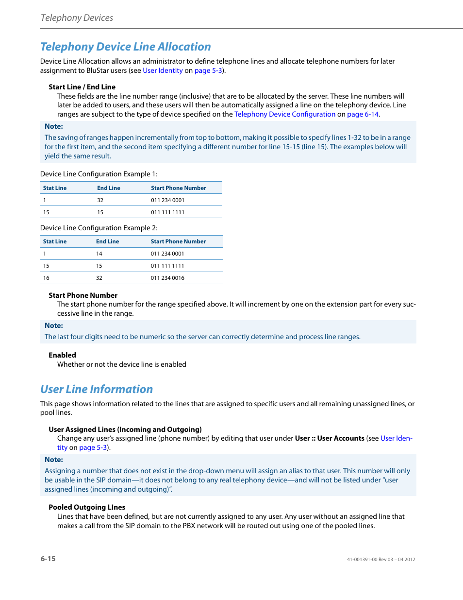 Telephony device line allocation, User line information, Telephony devices | AASTRA BluStar 8000i BAS-Mode Administrator Guides EN User Manual | Page 90 / 175