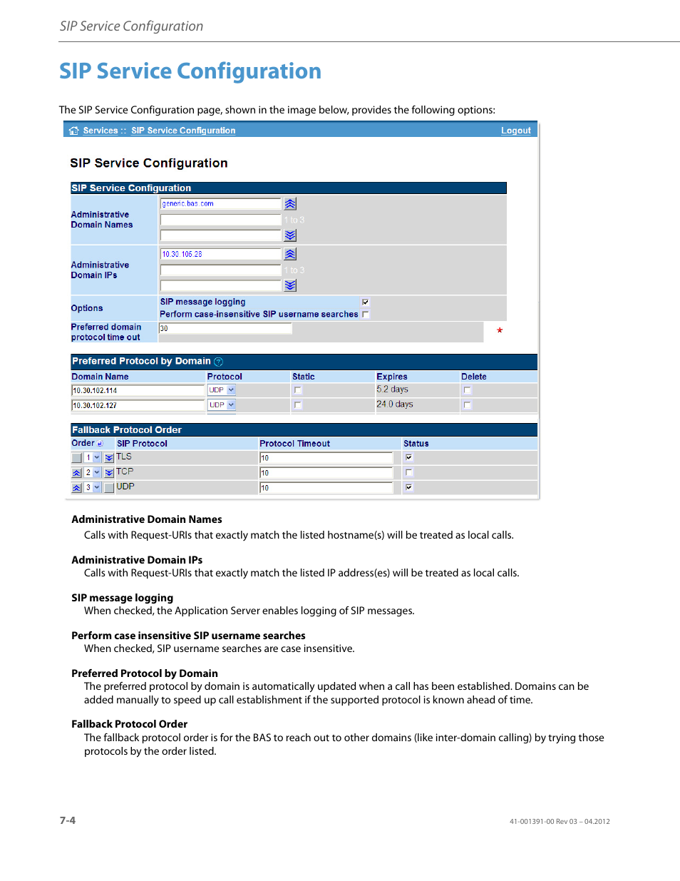Sip service configuration | AASTRA BluStar 8000i BAS-Mode Administrator Guides EN User Manual | Page 98 / 175