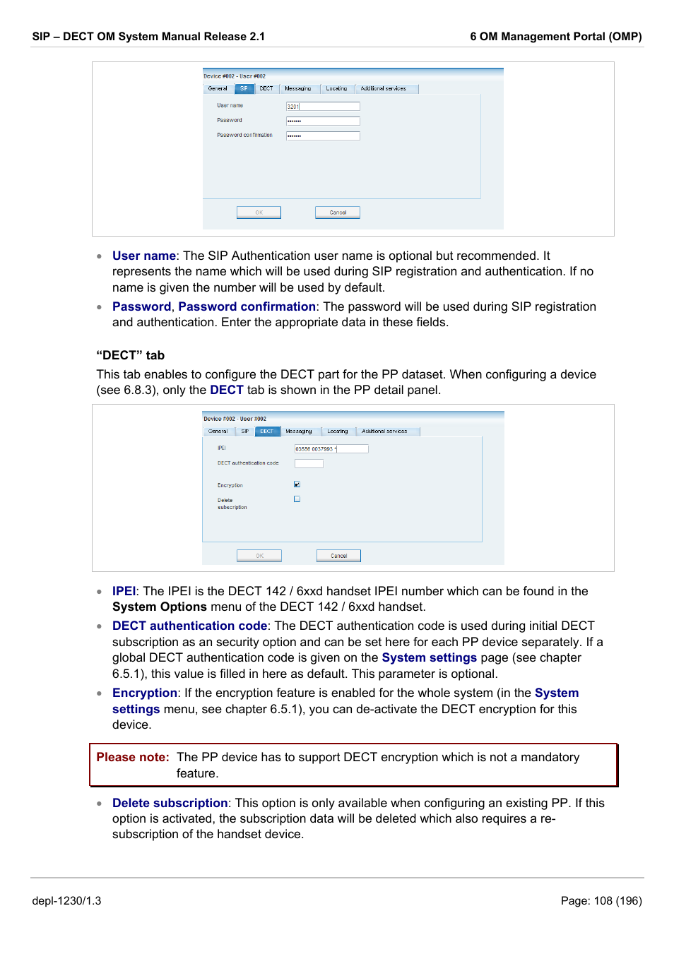 AASTRA SIP-DECT (Release 2.1)- OM System Manual - Installation, Administration and Maintenance EN User Manual | Page 108 / 196