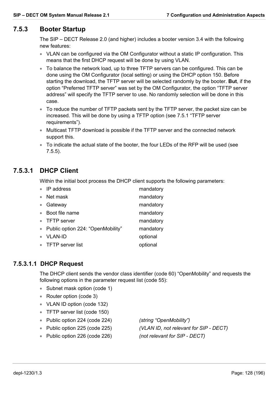 Booter startup, Dhcp client, Dhcp request | 1 dhcp request, Request (see chapter 7.5.3.1), 3 booter startup, 1 dhcp client | AASTRA SIP-DECT (Release 2.1)- OM System Manual - Installation, Administration and Maintenance EN User Manual | Page 128 / 196