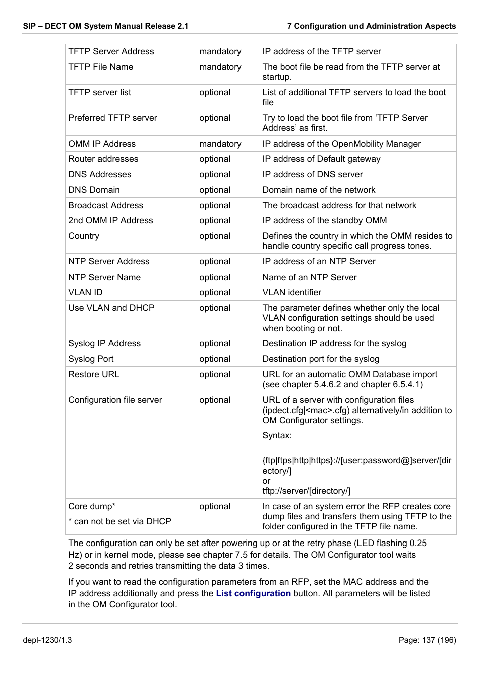 AASTRA SIP-DECT (Release 2.1)- OM System Manual - Installation, Administration and Maintenance EN User Manual | Page 137 / 196