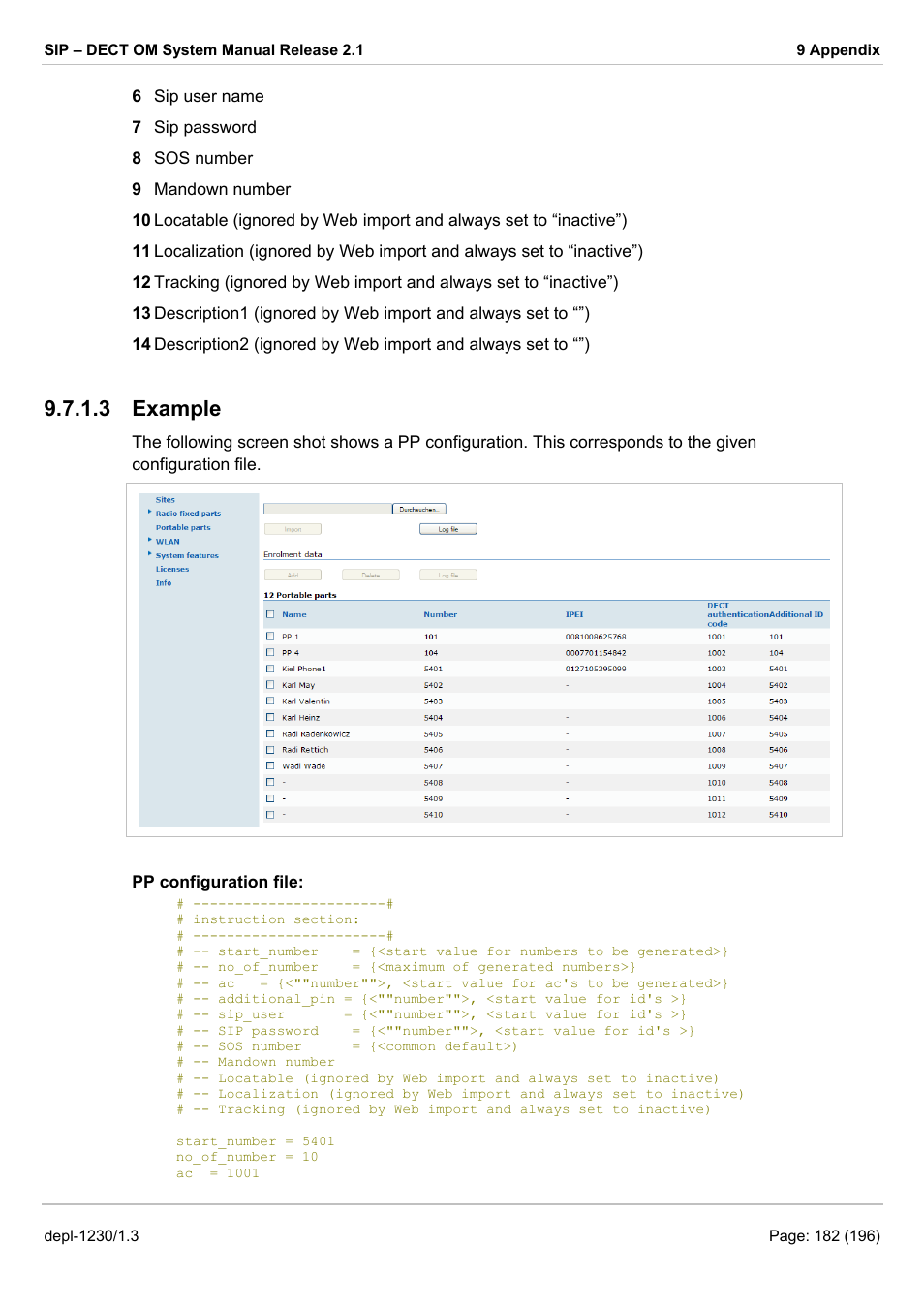 Example, 3 example | AASTRA SIP-DECT (Release 2.1)- OM System Manual - Installation, Administration and Maintenance EN User Manual | Page 182 / 196