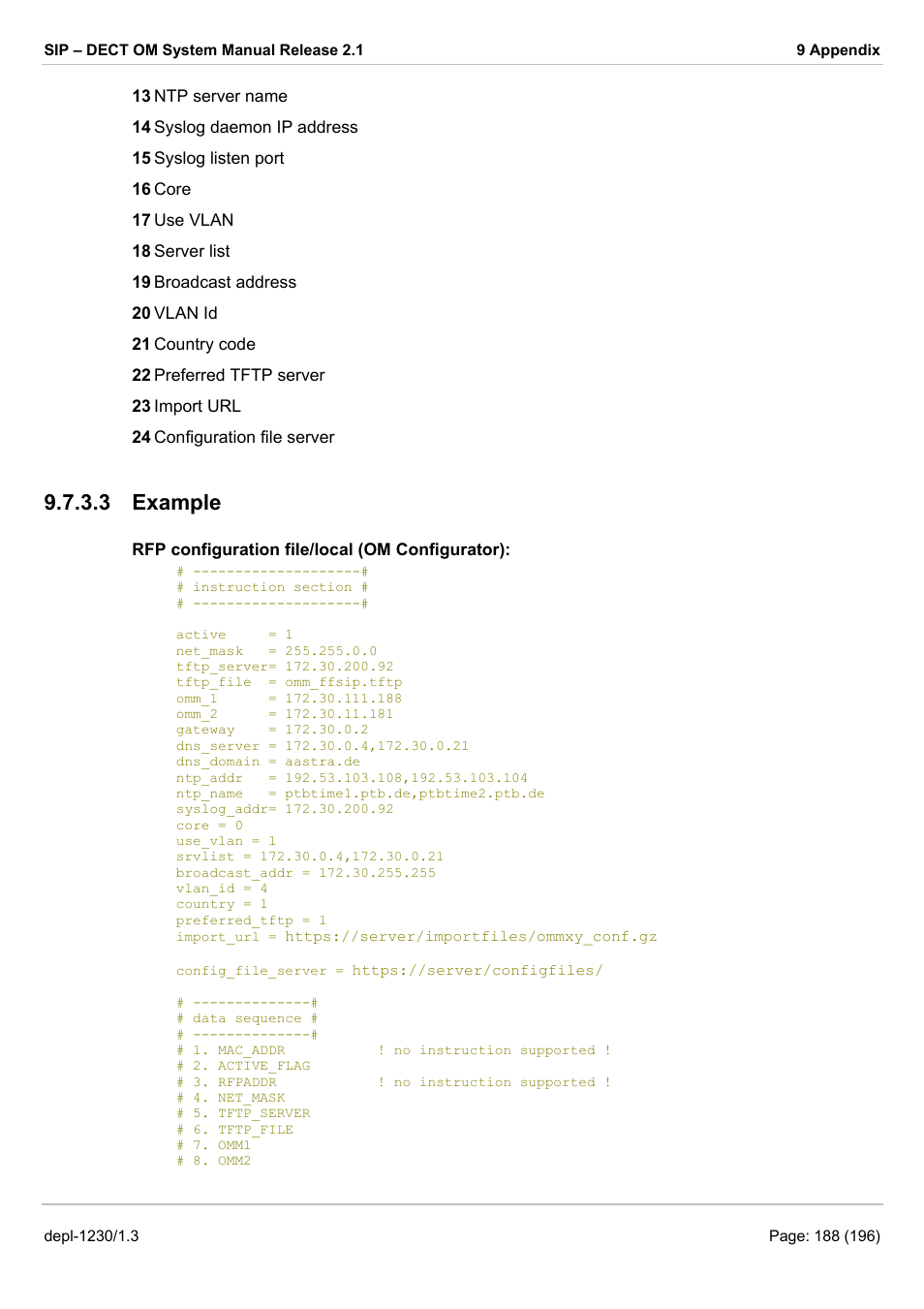 Example, 3 example | AASTRA SIP-DECT (Release 2.1)- OM System Manual - Installation, Administration and Maintenance EN User Manual | Page 188 / 196