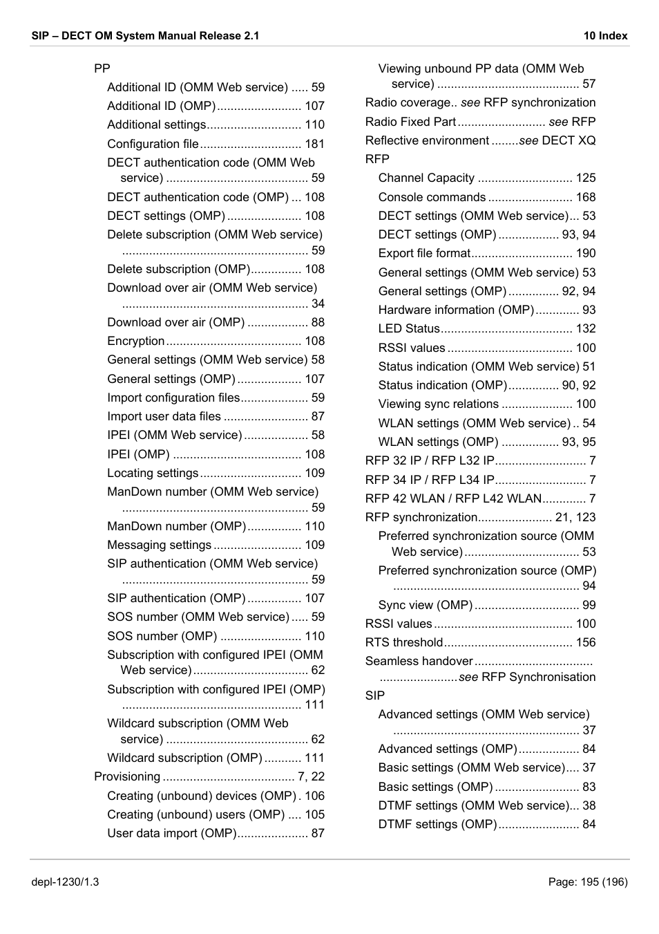 AASTRA SIP-DECT (Release 2.1)- OM System Manual - Installation, Administration and Maintenance EN User Manual | Page 195 / 196