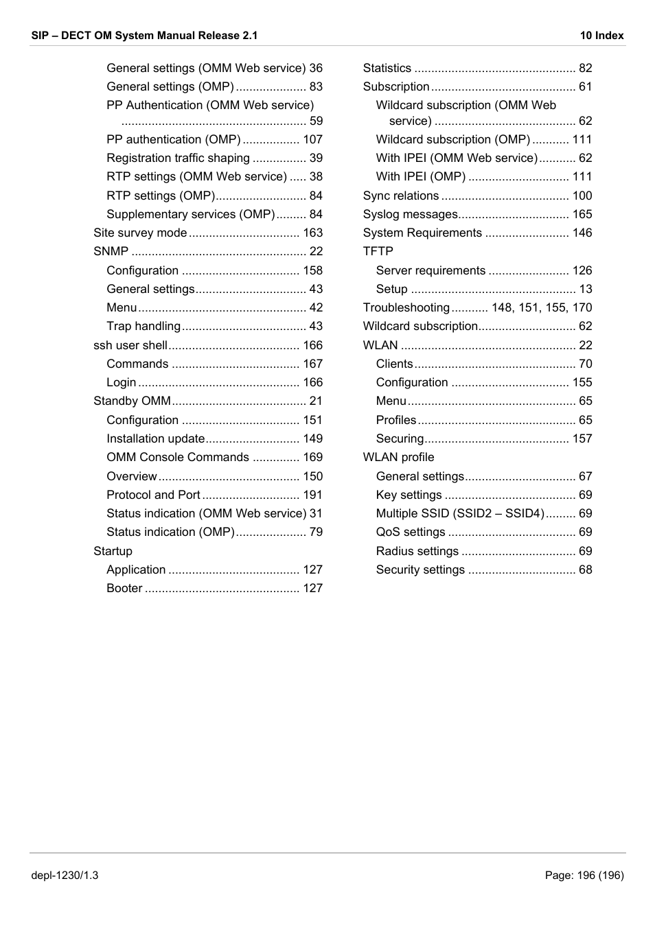 AASTRA SIP-DECT (Release 2.1)- OM System Manual - Installation, Administration and Maintenance EN User Manual | Page 196 / 196