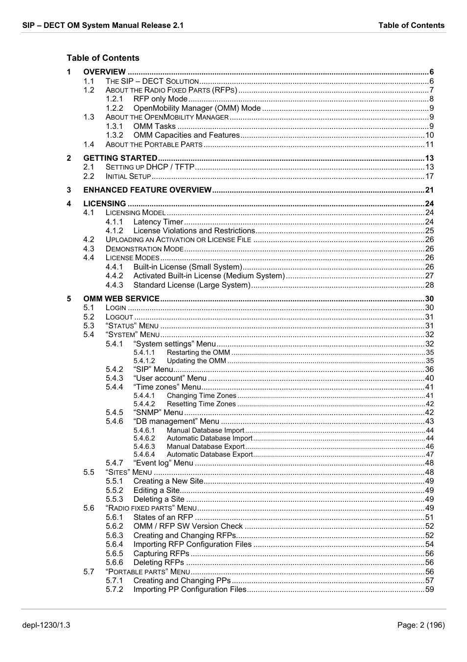 AASTRA SIP-DECT (Release 2.1)- OM System Manual - Installation, Administration and Maintenance EN User Manual | Page 2 / 196