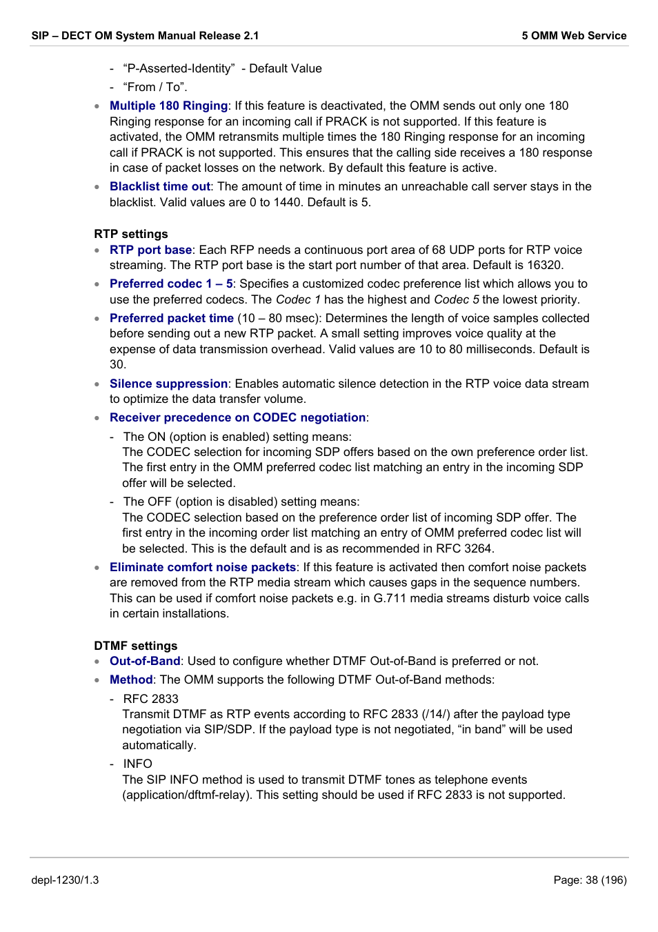 AASTRA SIP-DECT (Release 2.1)- OM System Manual - Installation, Administration and Maintenance EN User Manual | Page 38 / 196