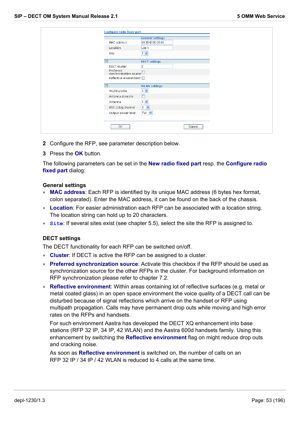 AASTRA SIP-DECT (Release 2.1)- OM System Manual - Installation, Administration and Maintenance EN User Manual | Page 53 / 196