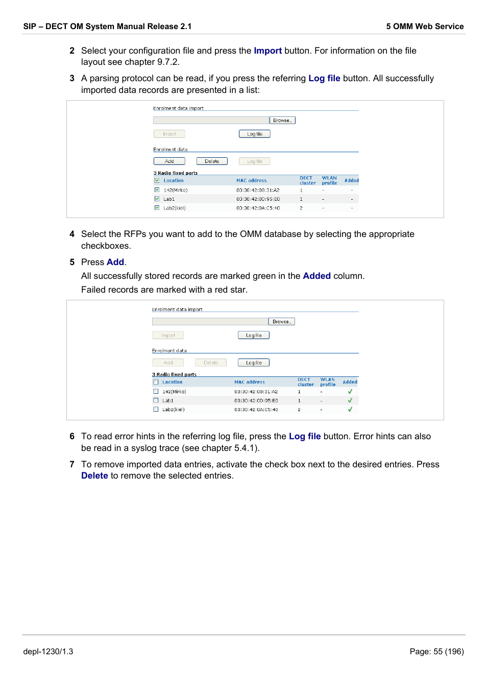 AASTRA SIP-DECT (Release 2.1)- OM System Manual - Installation, Administration and Maintenance EN User Manual | Page 55 / 196