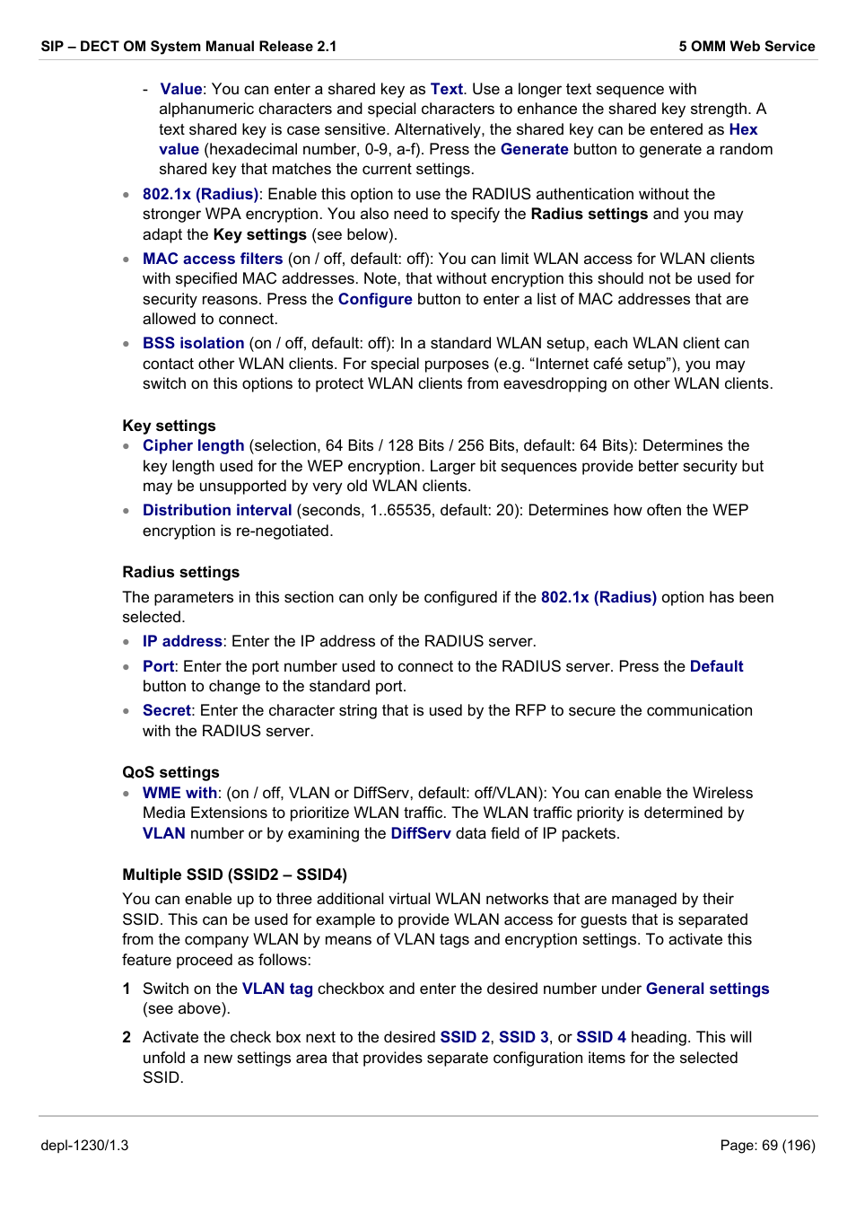 AASTRA SIP-DECT (Release 2.1)- OM System Manual - Installation, Administration and Maintenance EN User Manual | Page 69 / 196