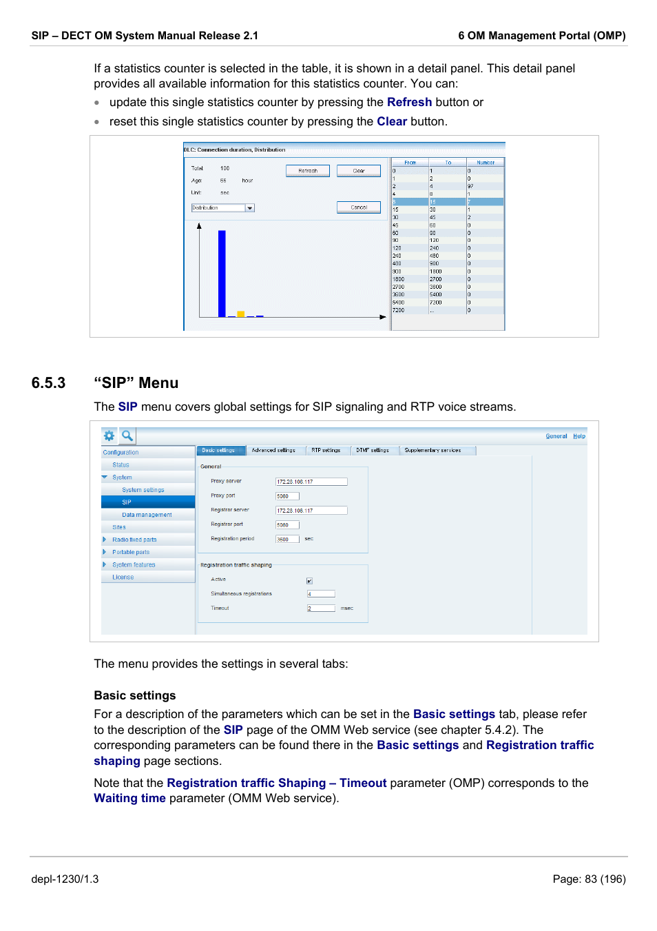 Sip” menu, 3 “sip” menu | AASTRA SIP-DECT (Release 2.1)- OM System Manual - Installation, Administration and Maintenance EN User Manual | Page 83 / 196
