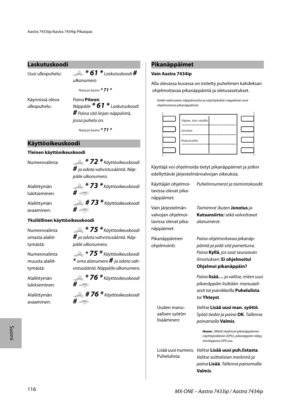 AASTRA 7434ip for MX-ONE Quick Reference Guide User Manual | Page 116 / 132