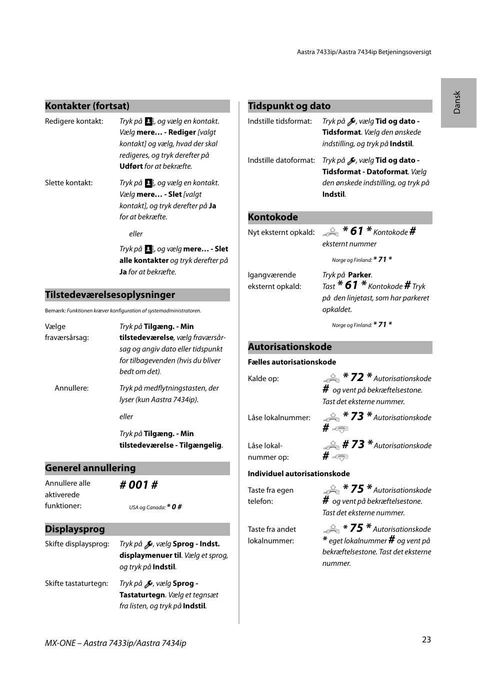 AASTRA 7434ip for MX-ONE Quick Reference Guide User Manual | Page 23 / 132