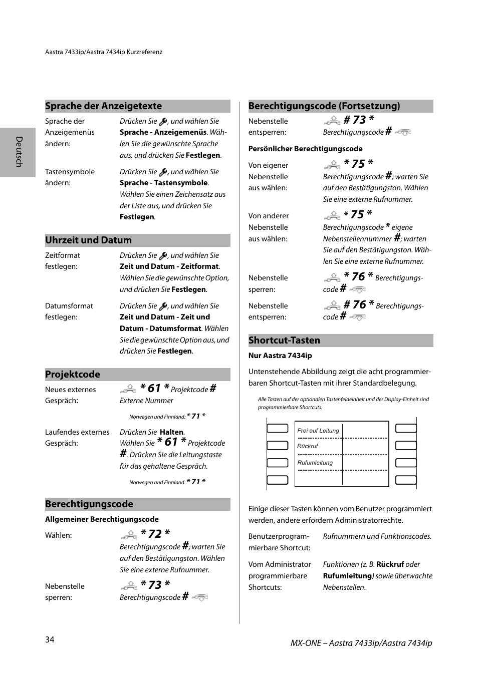 AASTRA 7434ip for MX-ONE Quick Reference Guide User Manual | Page 34 / 132