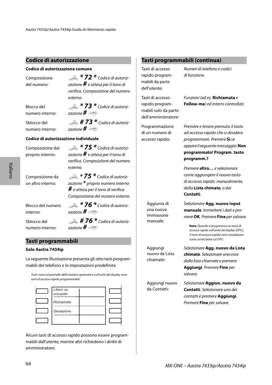 AASTRA 7434ip for MX-ONE Quick Reference Guide User Manual | Page 64 / 132