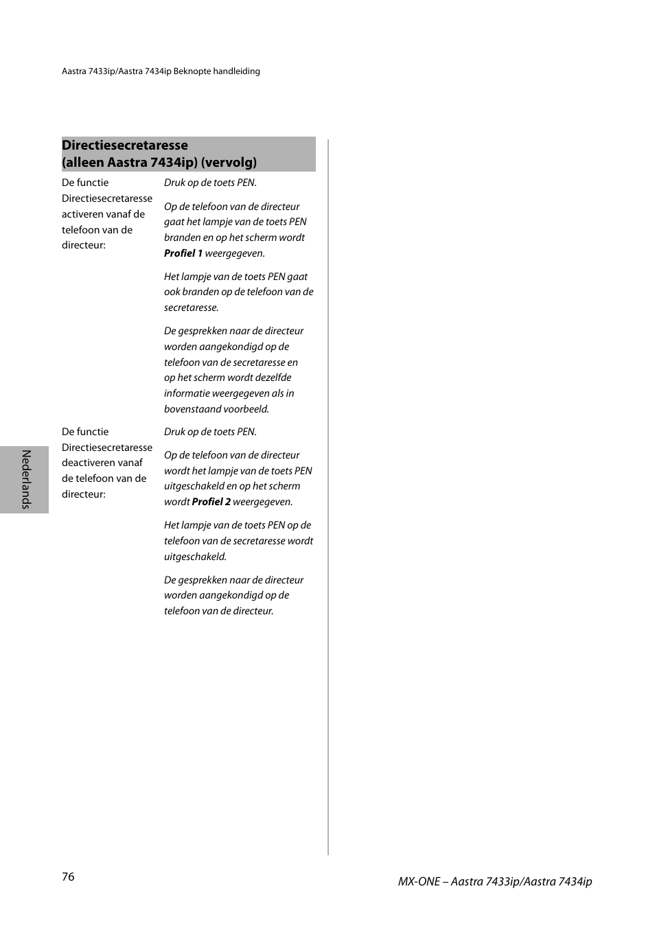 AASTRA 7434ip for MX-ONE Quick Reference Guide User Manual | Page 76 / 132