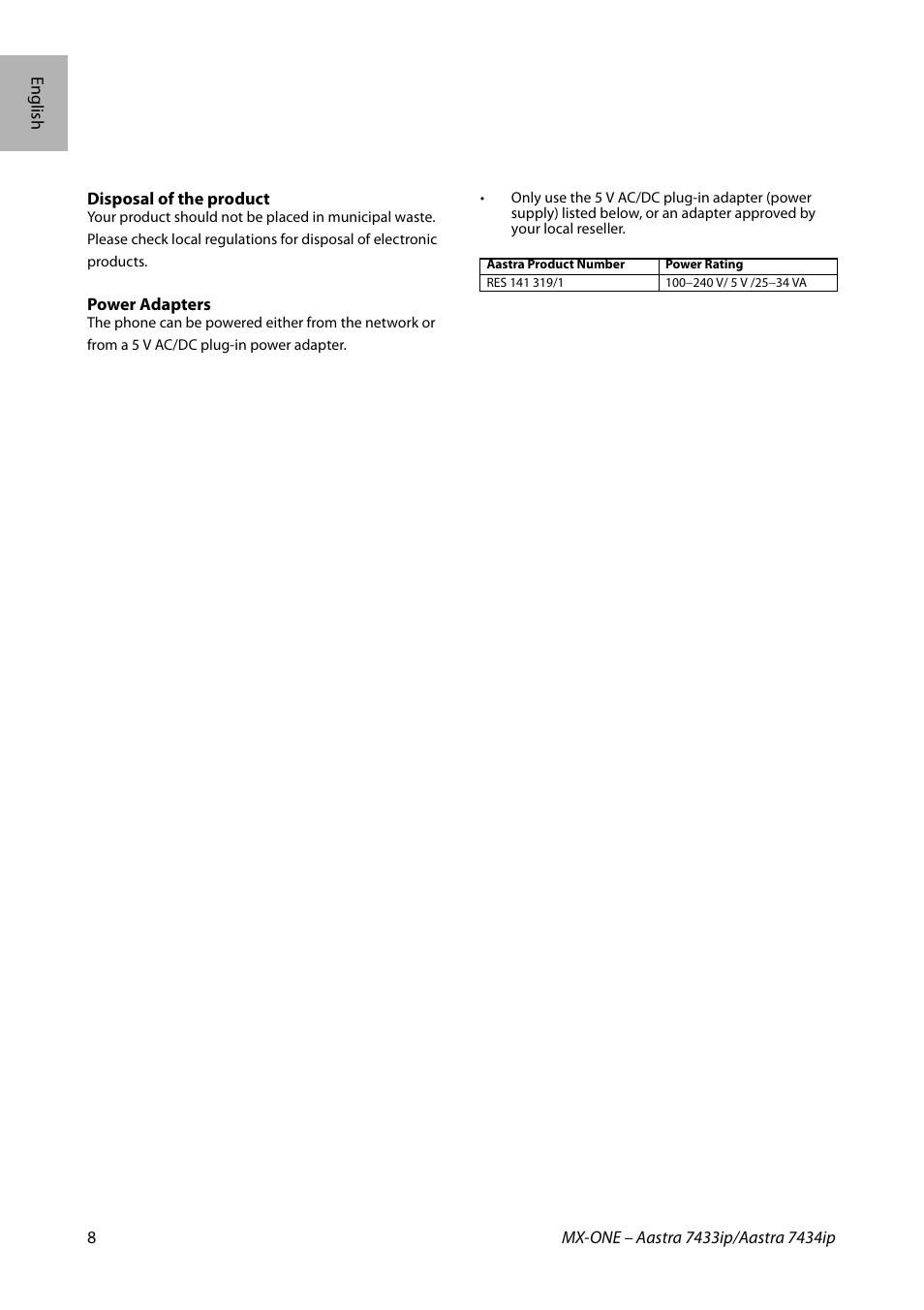 AASTRA 7434ip for MX-ONE Quick Reference Guide User Manual | Page 8 / 132