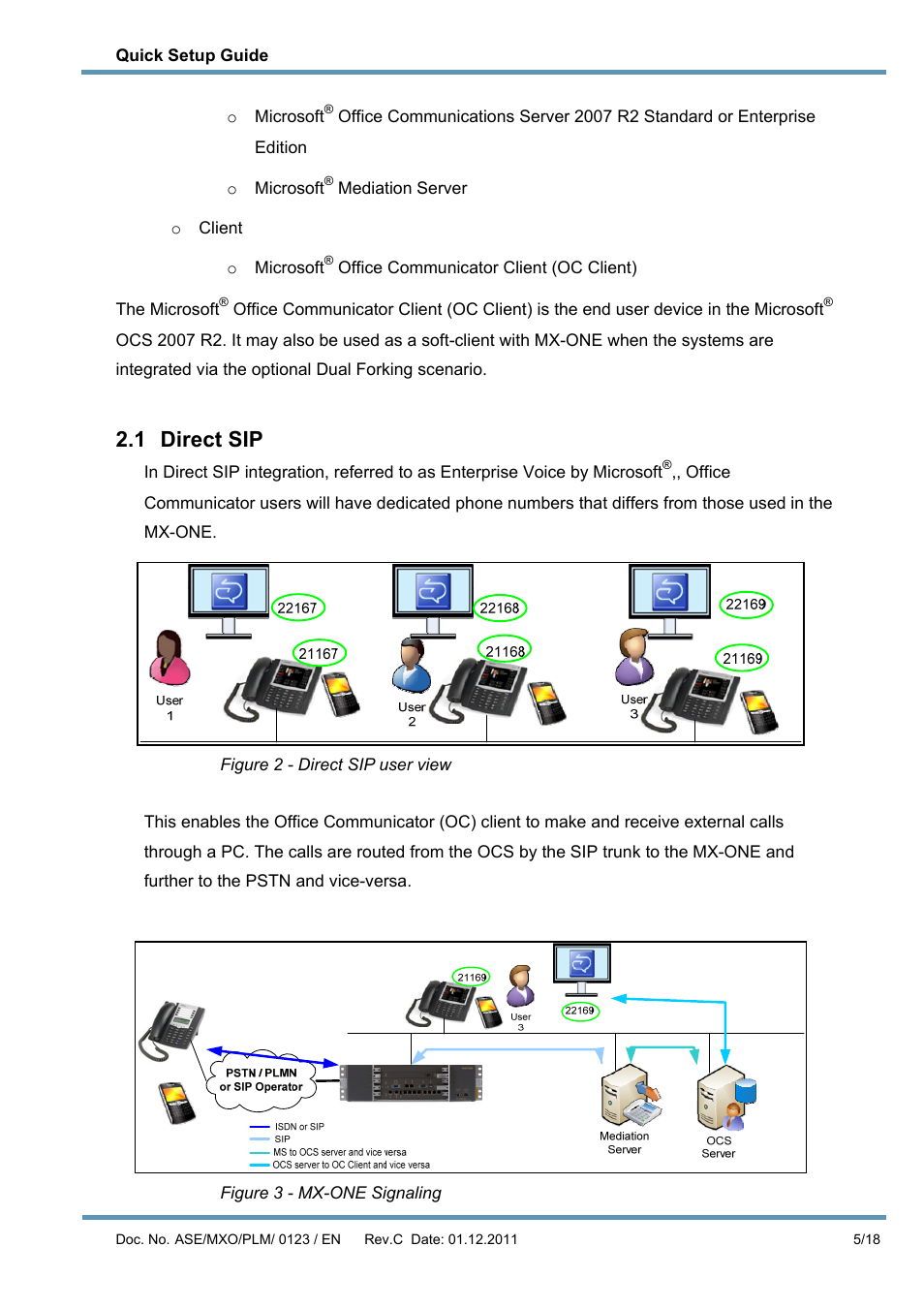 1 direct sip, Irect | AASTRA MX-ONE V4.0 OCS 2007 Quick Setup Guide User Manual | Page 5 / 18