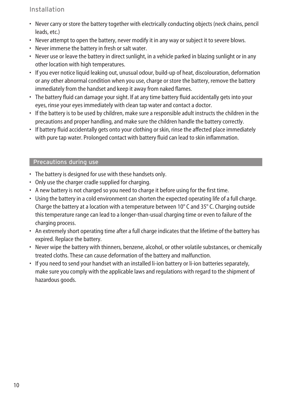 Precautions during use, Precautions during use ………………………………………………………………10 | AASTRA 600d for OpenCom 1000 User Guide (with bookmarks) EN User Manual | Page 16 / 118