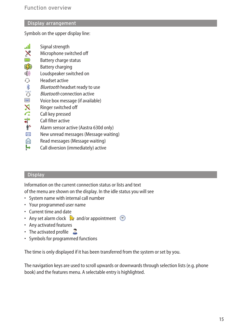 Display arrangement, Display | AASTRA 600d for OpenCom 1000 User Guide (with bookmarks) EN User Manual | Page 21 / 118