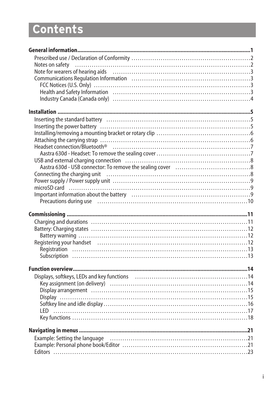 AASTRA 600d for OpenCom 1000 User Guide (with bookmarks) EN User Manual | Page 3 / 118