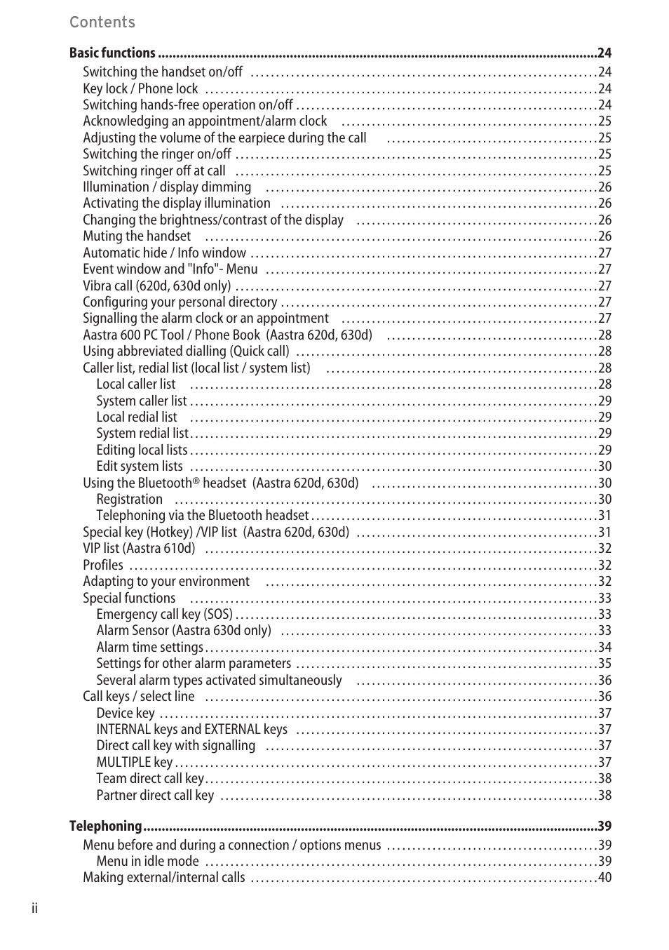 AASTRA 600d for OpenCom 1000 User Guide (with bookmarks) EN User Manual | Page 4 / 118