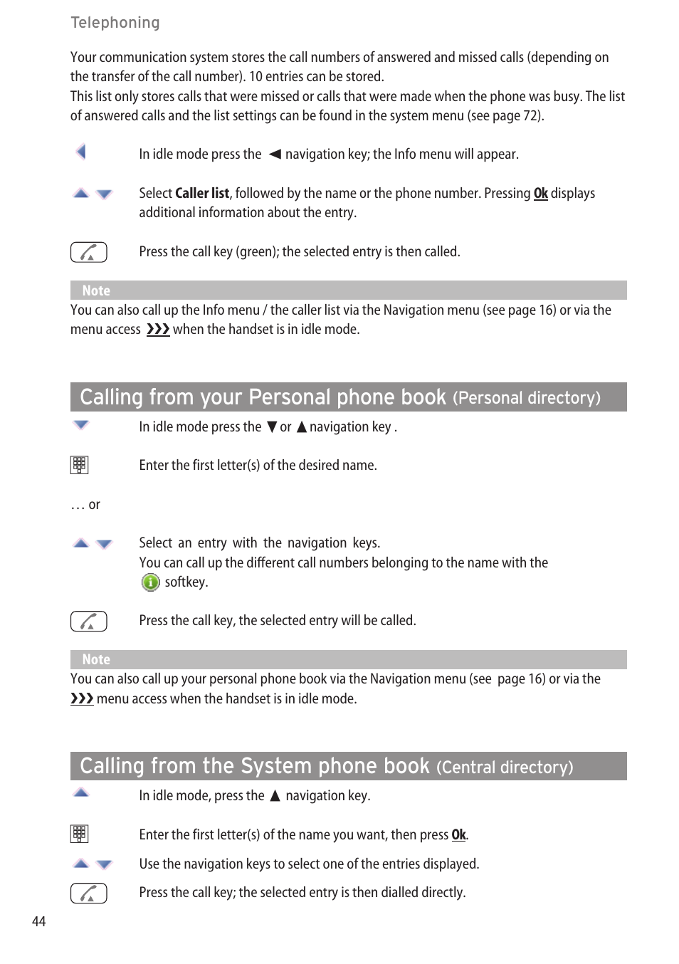 Calling from your personal phone book, Calling from the system phone book | AASTRA 600d for OpenCom 1000 User Guide (with bookmarks) EN User Manual | Page 50 / 118