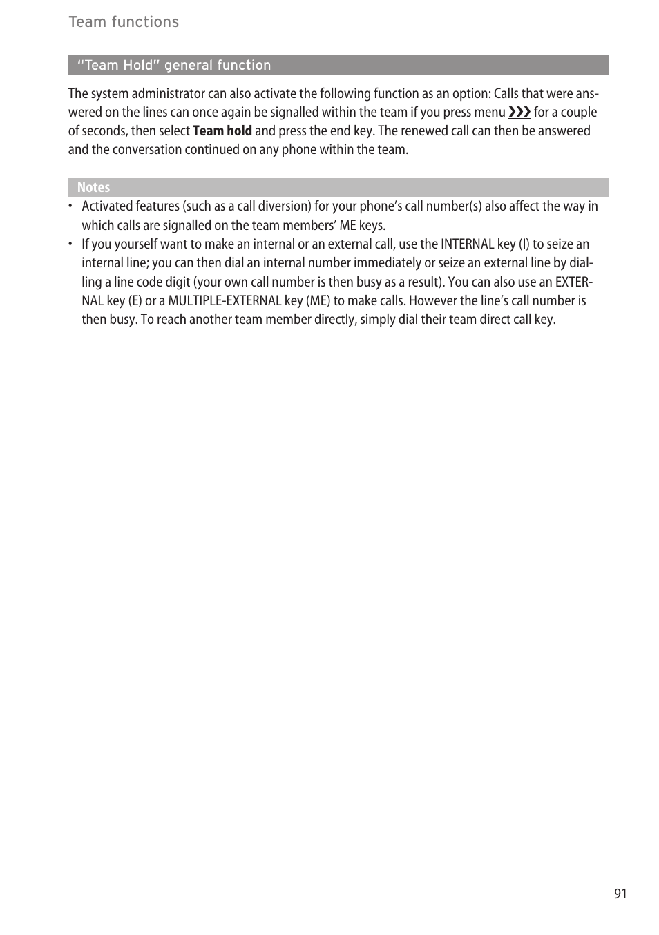 Team hold” general function | AASTRA 600d for OpenCom 1000 User Guide (with bookmarks) EN User Manual | Page 97 / 118