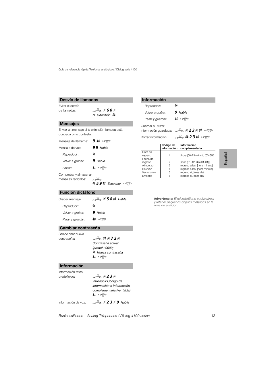AASTRA 4100 for BusinessPhone Quick Reference Guide User Manual | Page 13 / 40