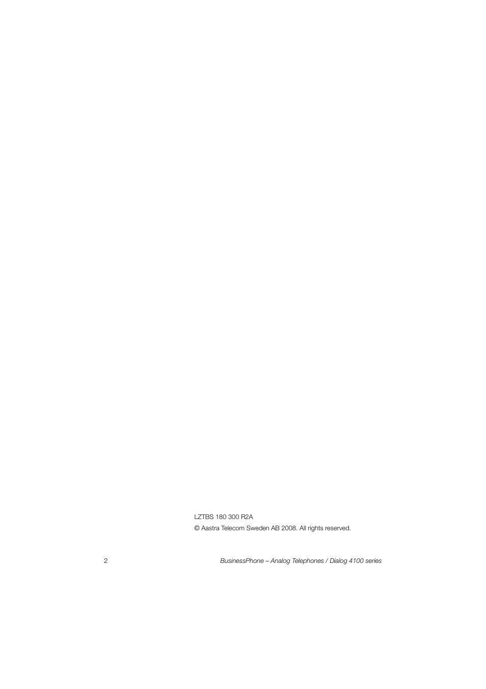 AASTRA 4100 for BusinessPhone Quick Reference Guide User Manual | Page 2 / 40