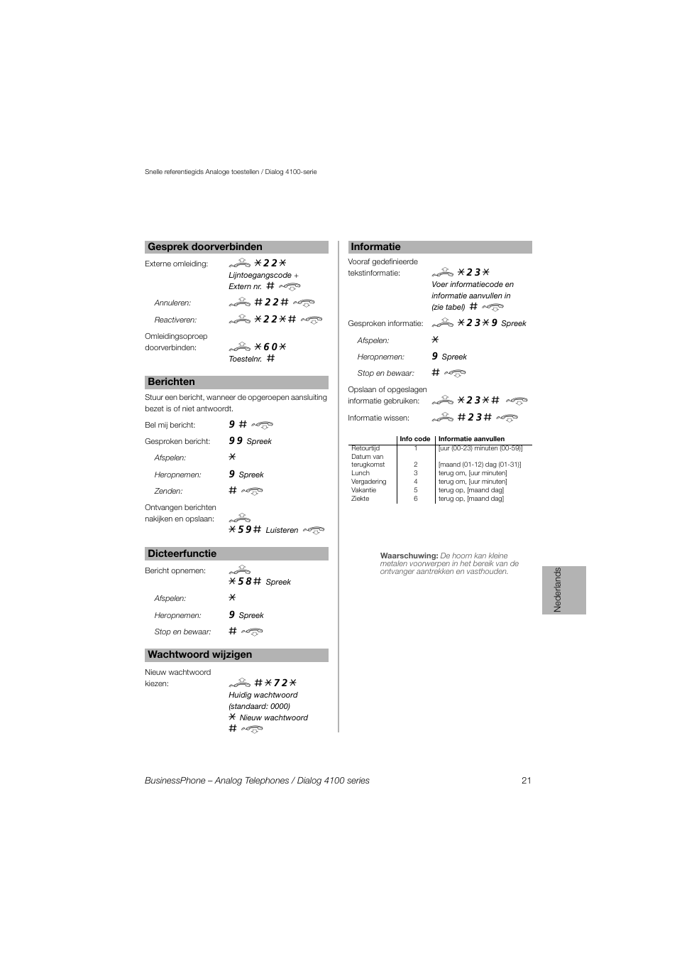 AASTRA 4100 for BusinessPhone Quick Reference Guide User Manual | Page 21 / 40