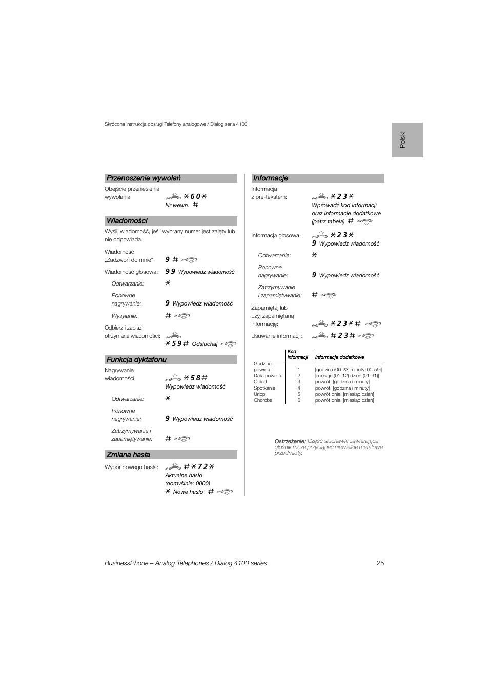 AASTRA 4100 for BusinessPhone Quick Reference Guide User Manual | Page 25 / 40