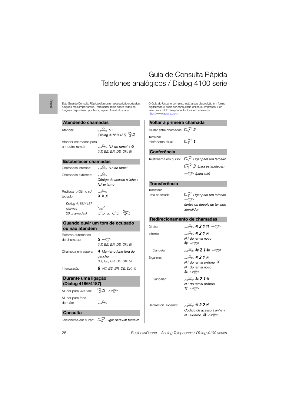 AASTRA 4100 for BusinessPhone Quick Reference Guide User Manual | Page 26 / 40