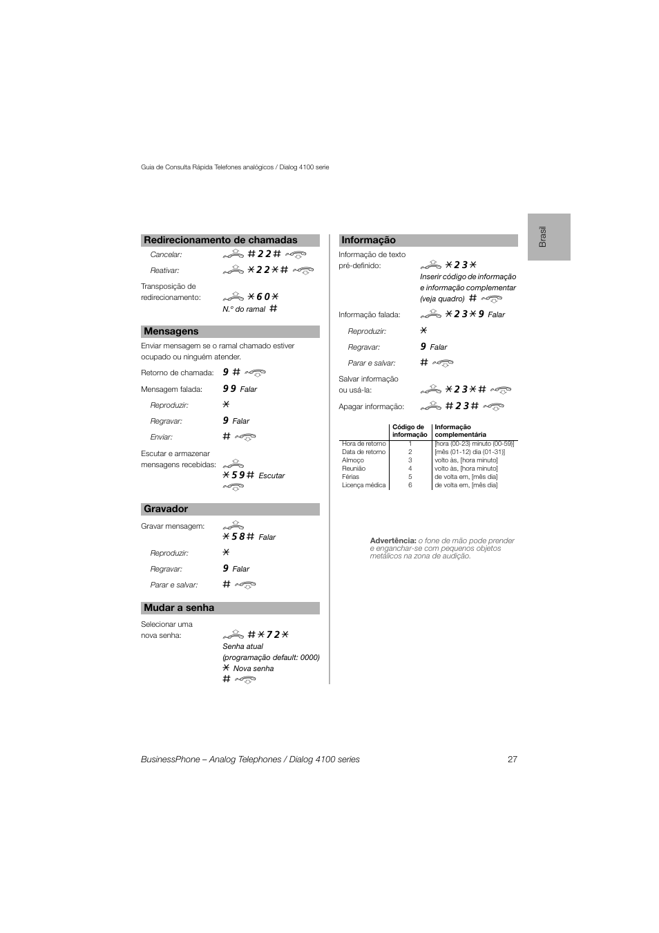 AASTRA 4100 for BusinessPhone Quick Reference Guide User Manual | Page 27 / 40