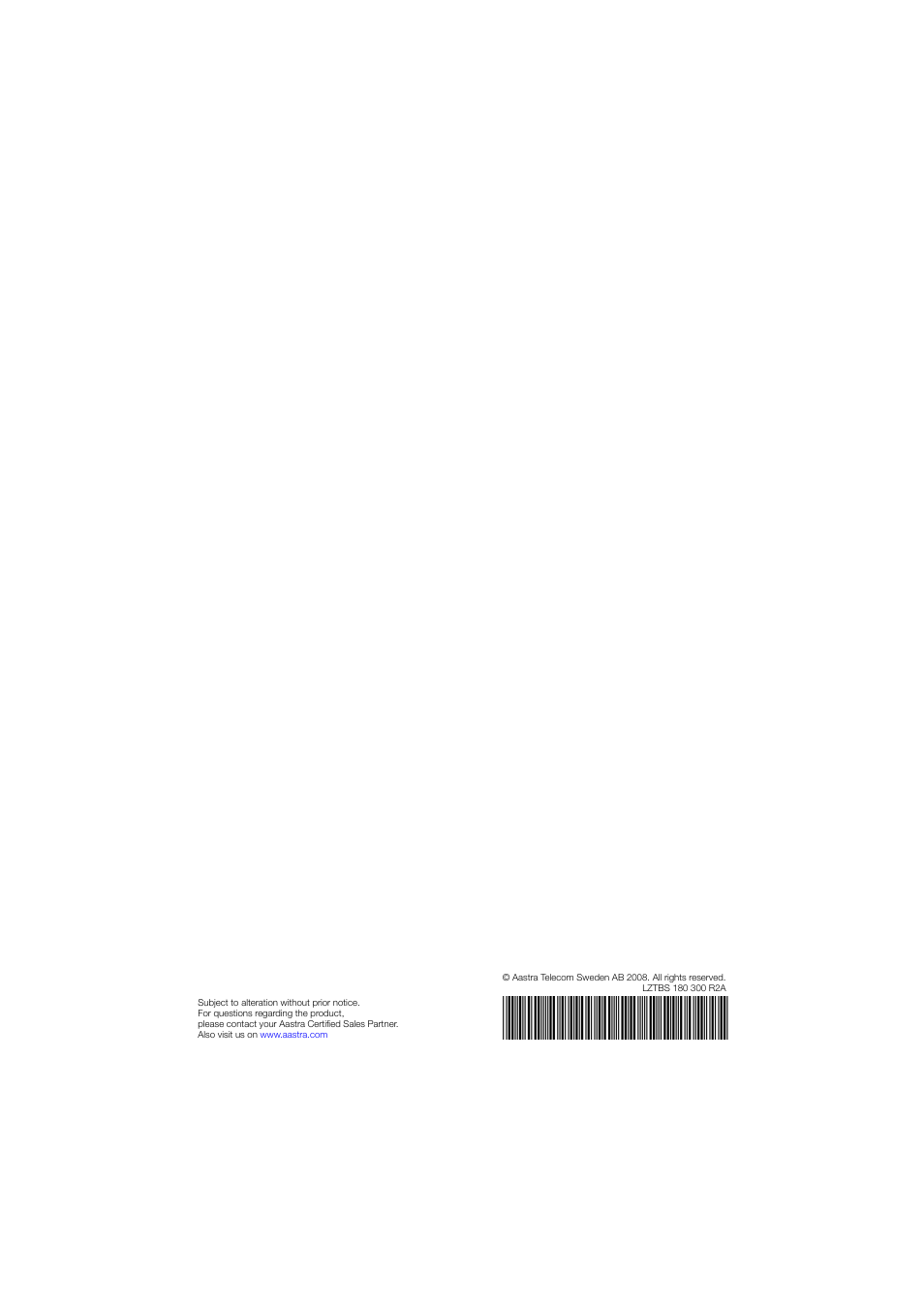 AASTRA 4100 for BusinessPhone Quick Reference Guide User Manual | Page 40 / 40