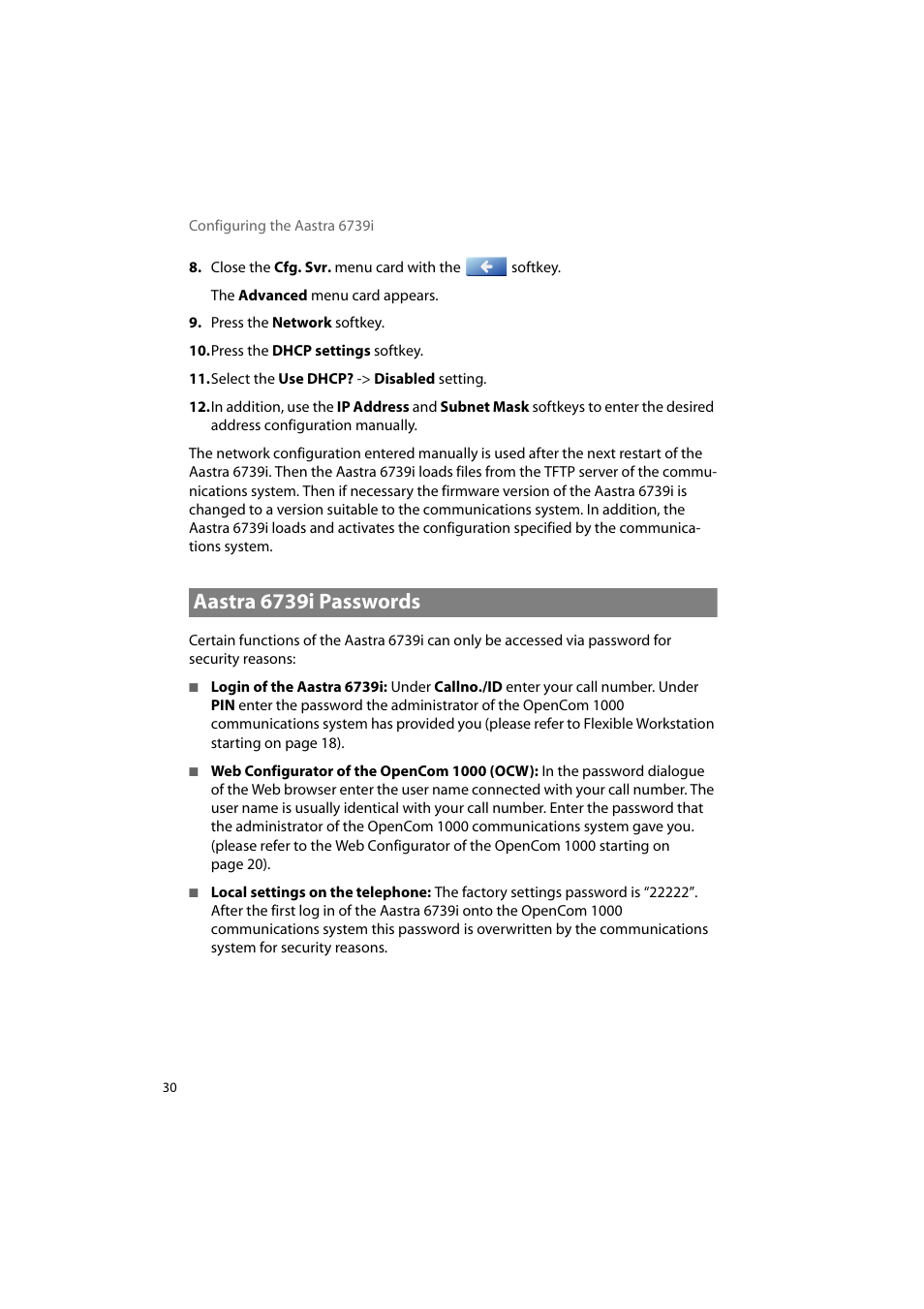 Aastra 6739i passwords | AASTRA 6739i for OpenCom 1000 User Guide EN User Manual | Page 34 / 40