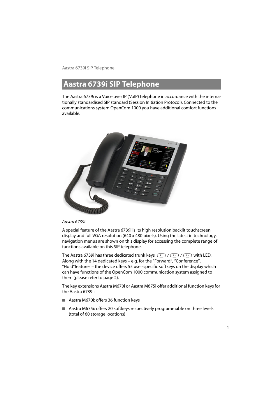 Aastra 6739i sip telephone | AASTRA 6739i for OpenCom 1000 User Guide EN User Manual | Page 5 / 40