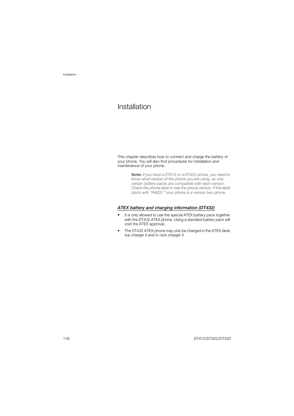 Installation | AASTRA DT4x2 for MX-ONE User Guide EN User Manual | Page 116 / 133