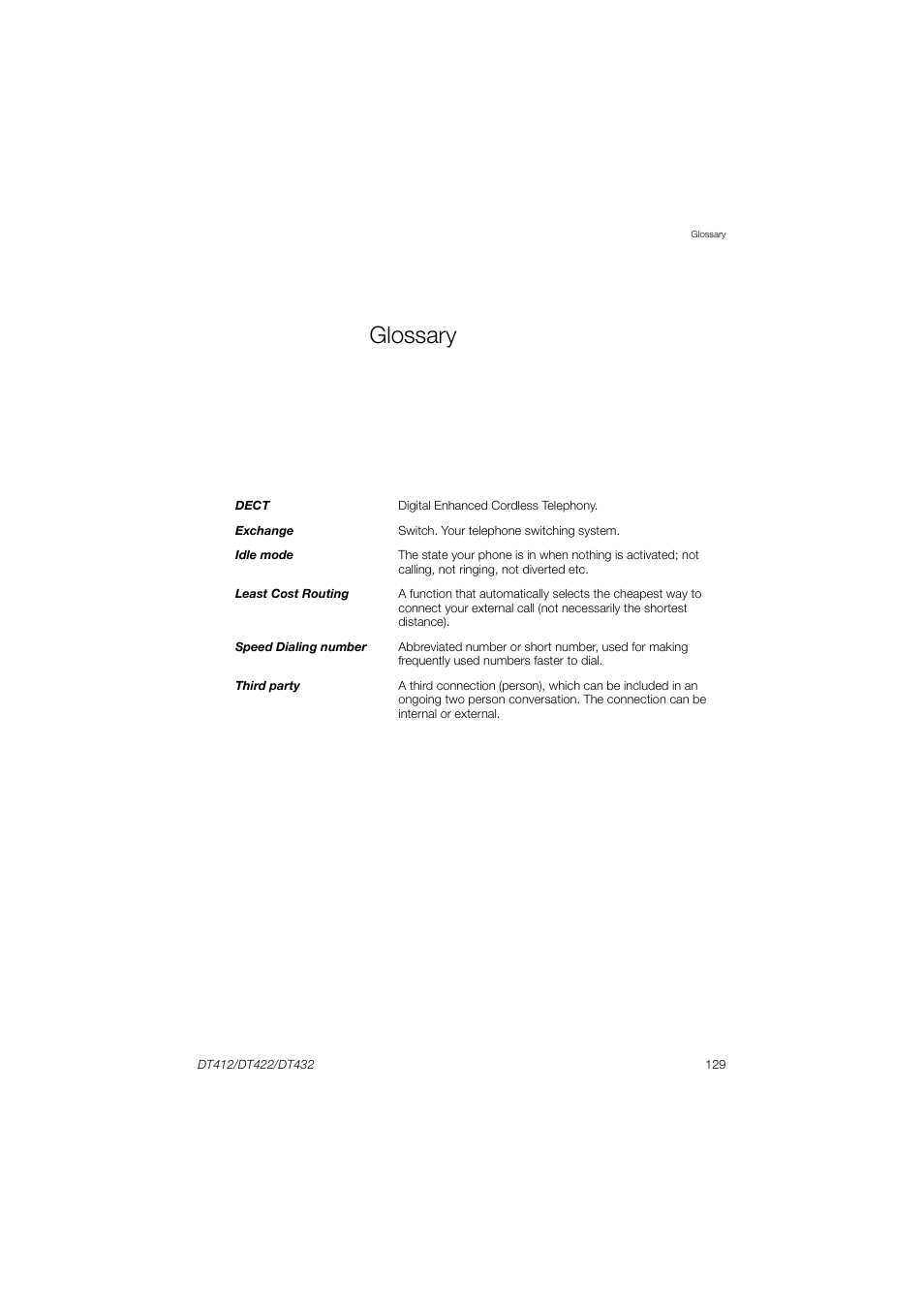 Glossary | AASTRA DT4x2 for MX-ONE User Guide EN User Manual | Page 129 / 133