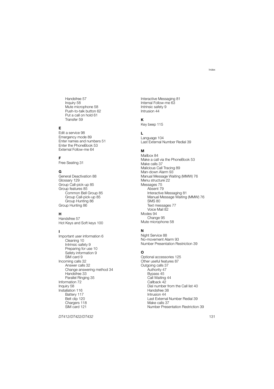 AASTRA DT4x2 for MX-ONE User Guide EN User Manual | Page 131 / 133