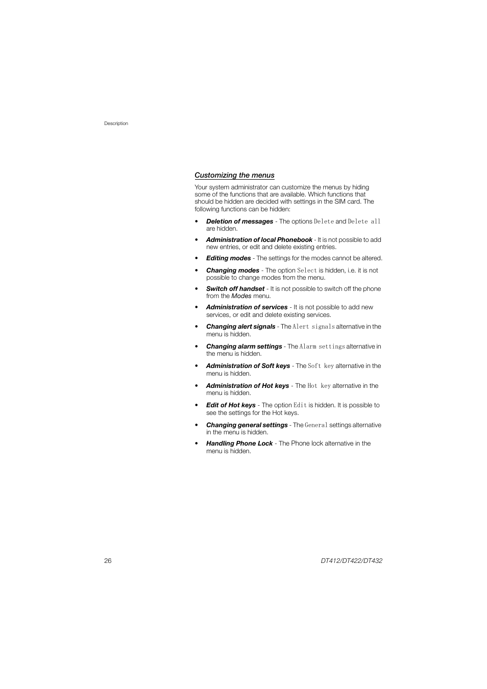 AASTRA DT4x2 for MX-ONE User Guide EN User Manual | Page 26 / 133