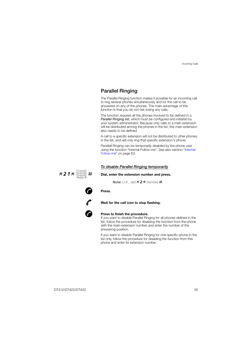 Parallel ringing, 21* å | AASTRA DT4x2 for MX-ONE User Guide EN User Manual | Page 35 / 133