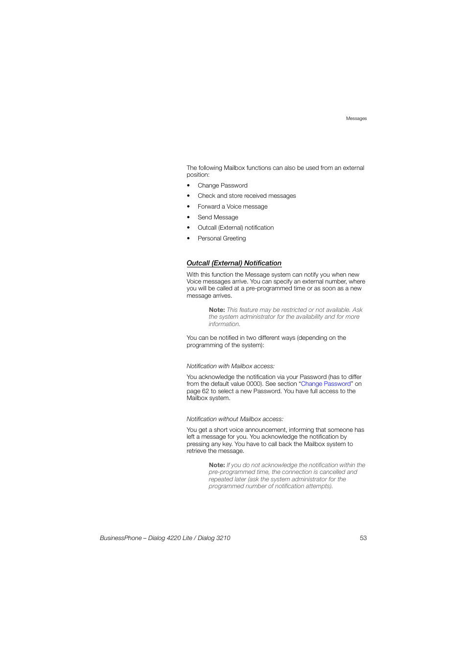 Outcall (external) notification | AASTRA 4220 Lite for BusinessPhone User Guide EN User Manual | Page 53 / 100