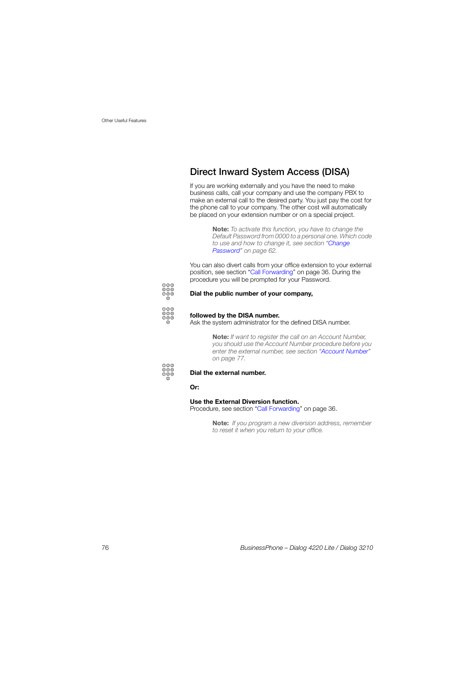 Direct inward system access (disa) | AASTRA 4220 Lite for BusinessPhone User Guide EN User Manual | Page 76 / 100