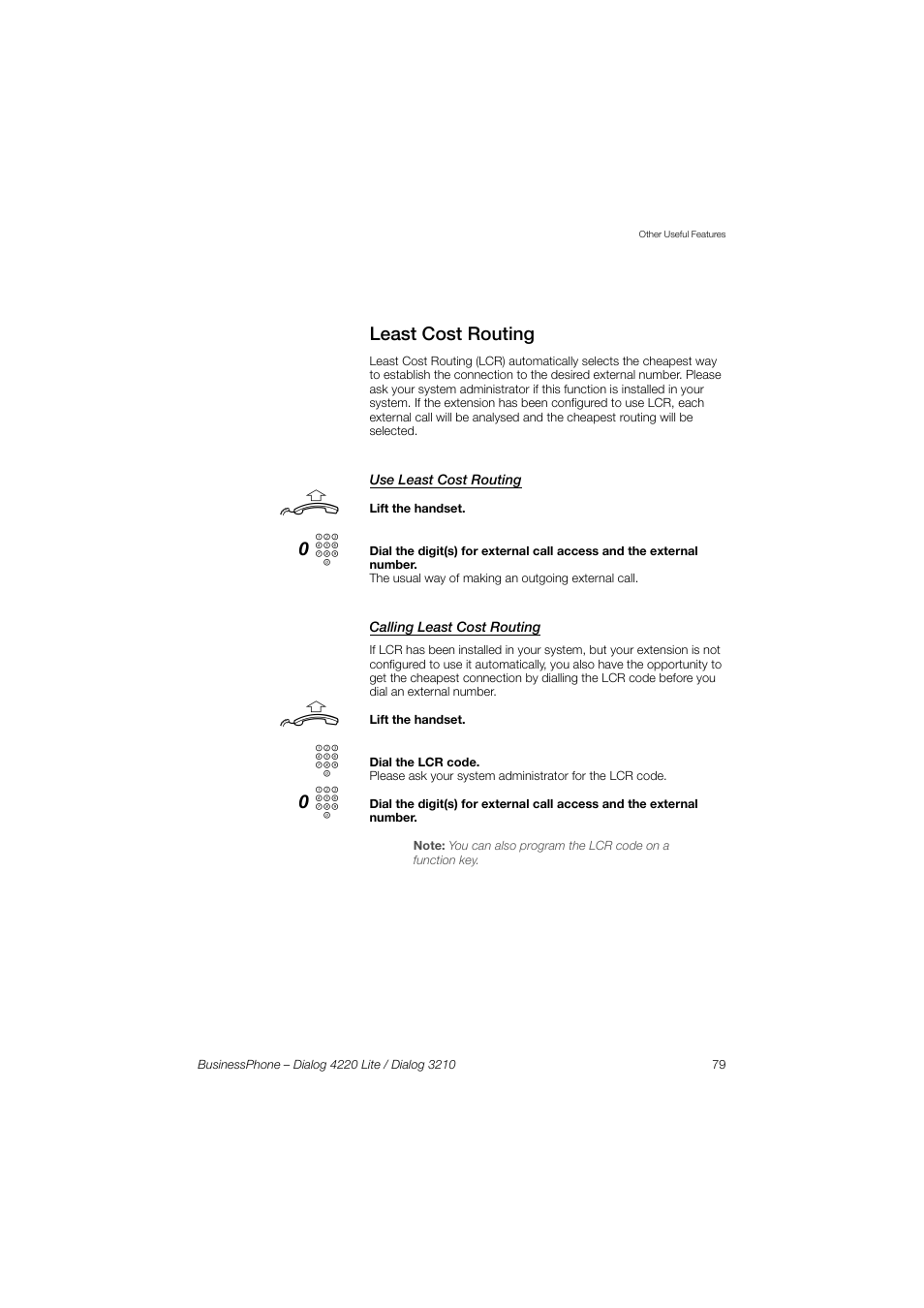 Least cost routing, Use least cost routing, Calling least cost routing | AASTRA 4220 Lite for BusinessPhone User Guide EN User Manual | Page 79 / 100